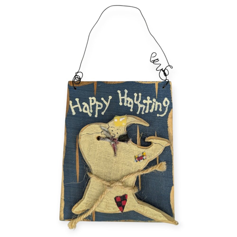 Happy Haunting Halloween Small Wooden Plaque 5" x 3.5"